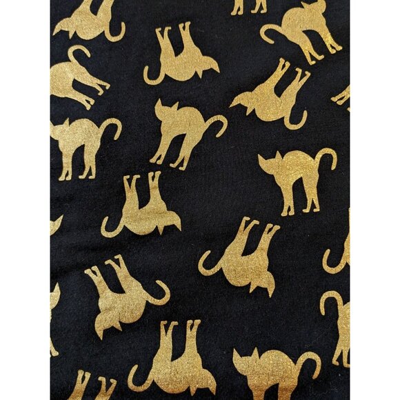 No Boundaries No Bo Black Metallic Gold Cat Print Shirt Women XL Long Sleeve - Picture 6 of 9